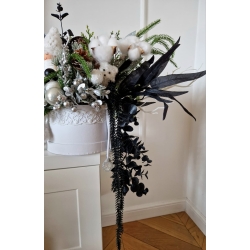 Flower Box świąteczny stroik Black & White Stroik Bożonarodzeniowy L